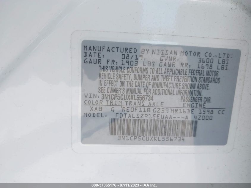 2019 NISSAN KICKS SV - 3N1CP5CUXKL556734