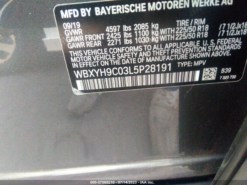 2020 BMW X2 SDRIVE28I - WBXYH9C03L5P28191