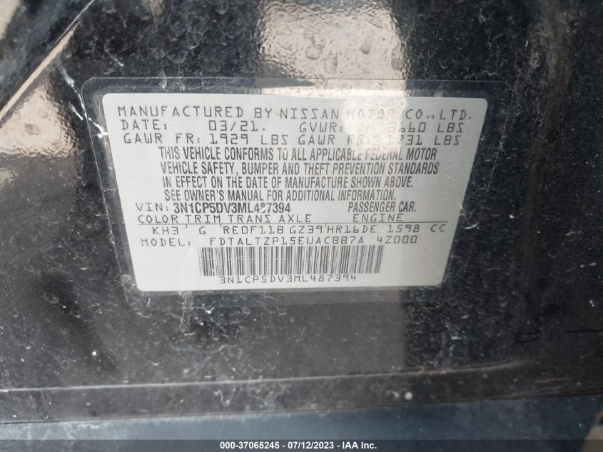 2021 NISSAN KICKS SR - 3N1CP5DV3ML487394