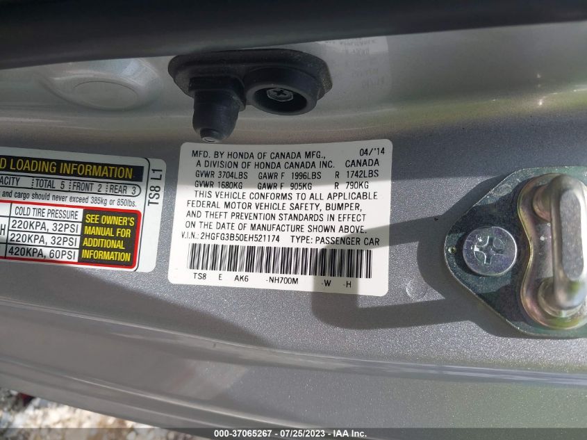 2014 HONDA CIVIC LX - 2HGFG3B50EH521174