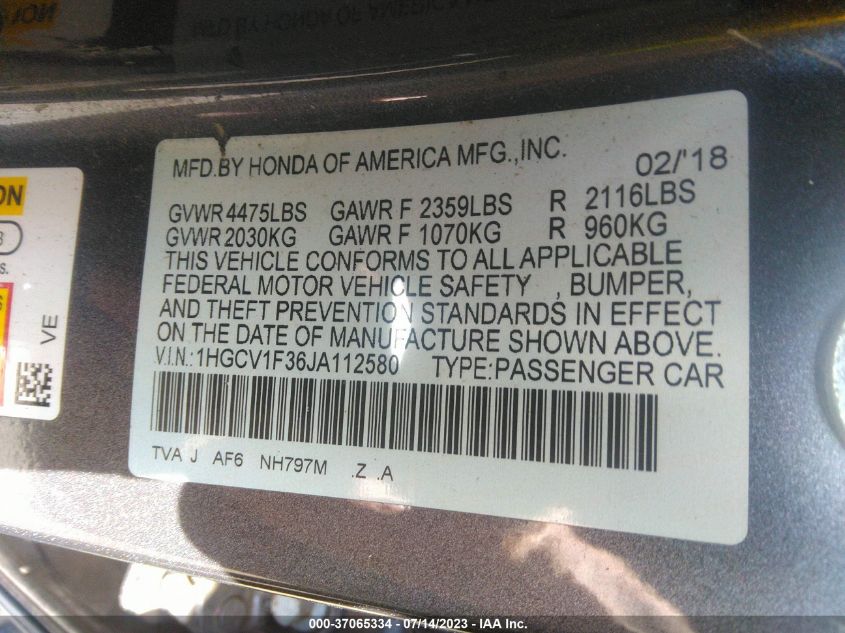 2018 HONDA ACCORD SEDAN SPORT 1.5T - 1HGCV1F36JA112580