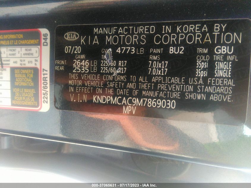 2021 KIA SPORTAGE LX - KNDPMCAC9M7869030