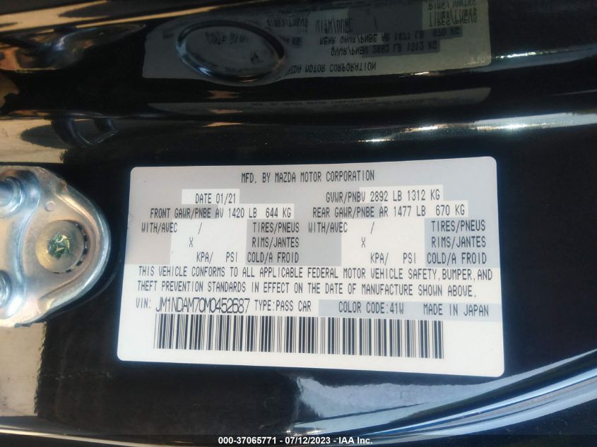 2021 MAZDA MX-5 MIATA RF GRAND TOURING JM1NDAM70M0452687