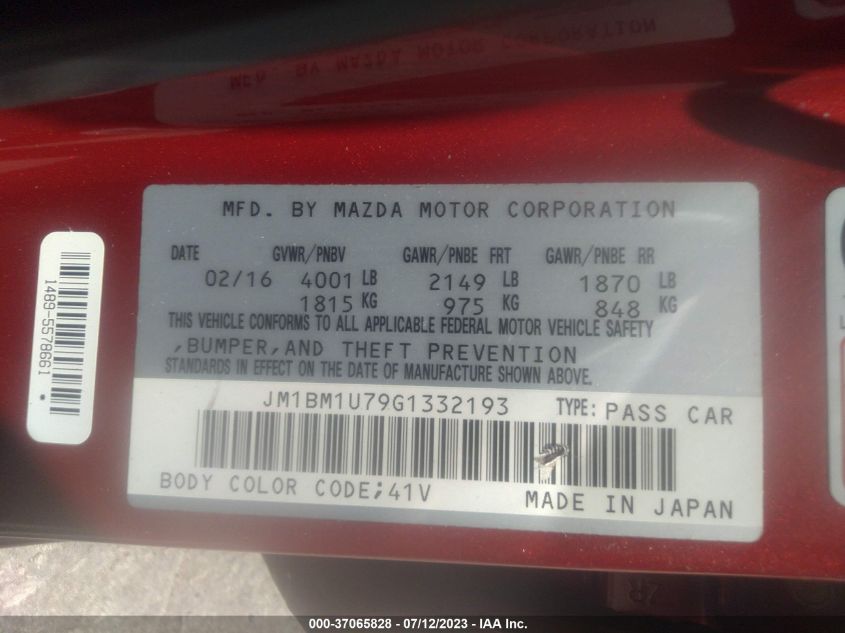 2016 MAZDA MAZDA3 I SPORT - JM1BM1U79G1332193