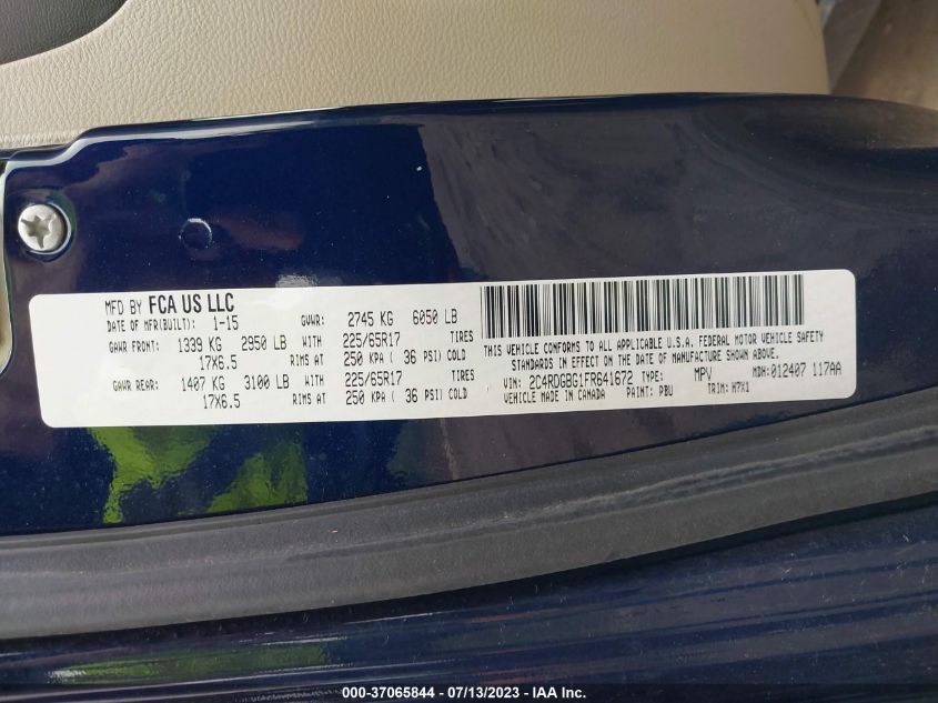 2015 DODGE GRAND CARAVAN AMERICAN VALUE PKG - 2C4RDGBG1FR641672