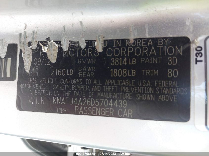 2013 KIA FORTE EX - KNAFU4A26D5704439