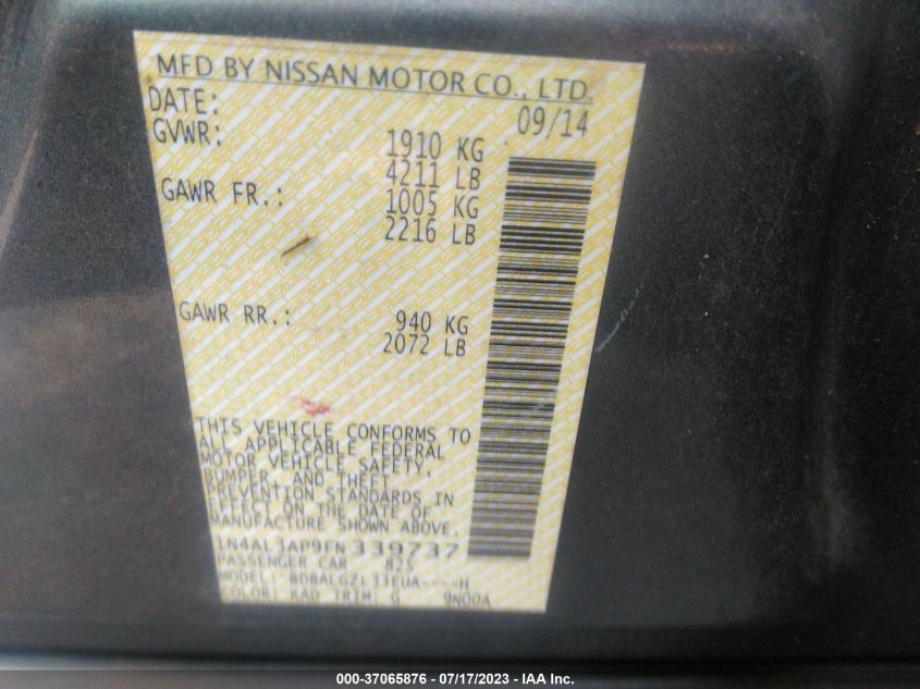 2015 NISSAN ALTIMA 2.5 S - 1N4AL3AP9FN339737