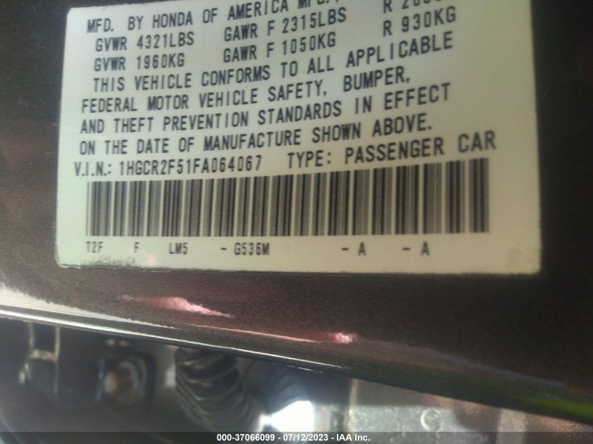 2015 HONDA ACCORD SEDAN SPORT - 1HGCR2F51FA064067