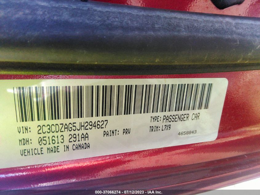 2018 DODGE CHALLENGER SXT - 2C3CDZAG5JH294627