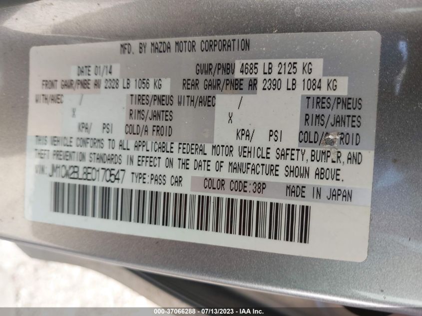 2014 MAZDA MAZDA5 SPORT - JM1CW2BL8E0170547