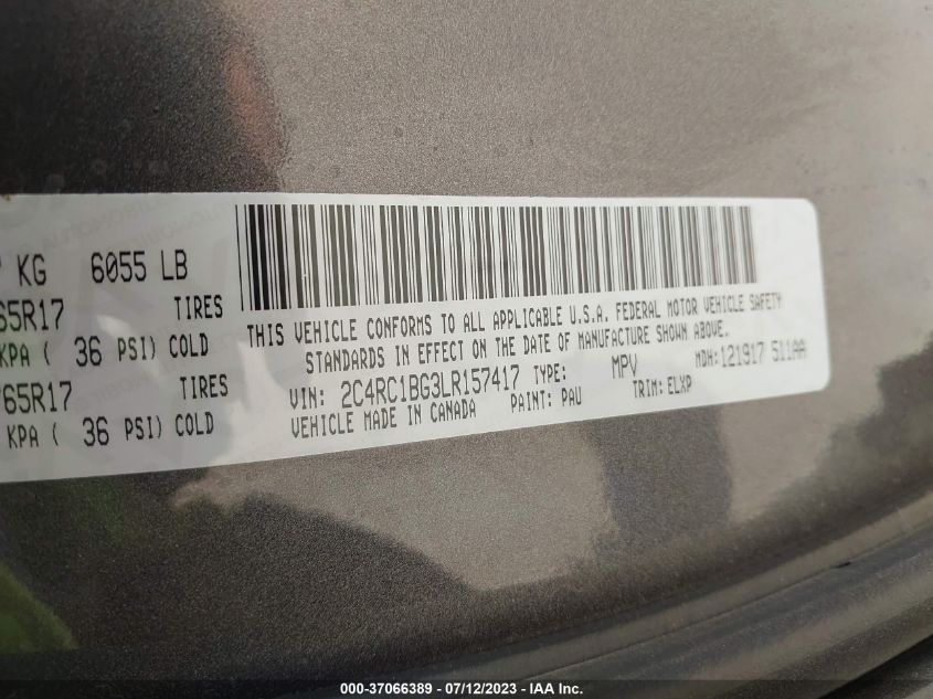 2020 CHRYSLER PACIFICA TOURING L - 2C4RC1BG3LR157417