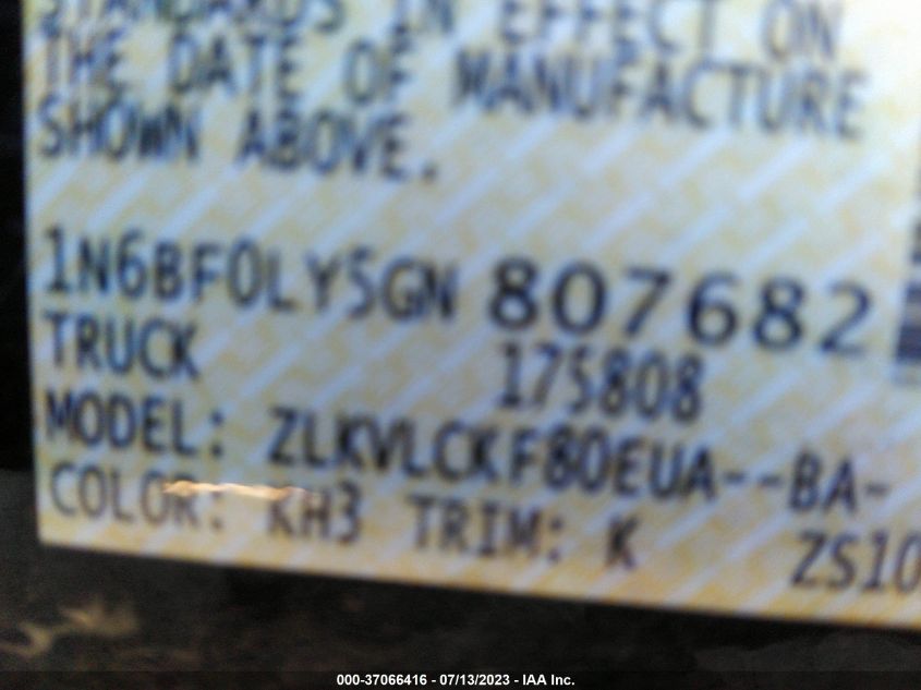 2016 NISSAN NV S 1N6BF0LY5GN807682