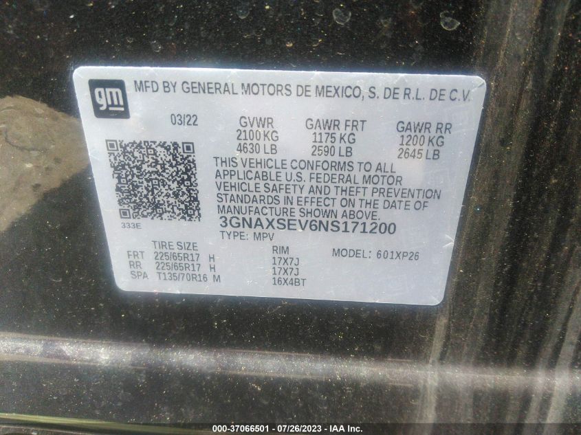 2022 CHEVROLET EQUINOX LS - 3GNAXSEV6NS171200
