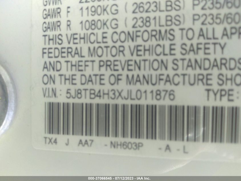 2018 ACURA RDX - 5J8TB4H3XJL011876