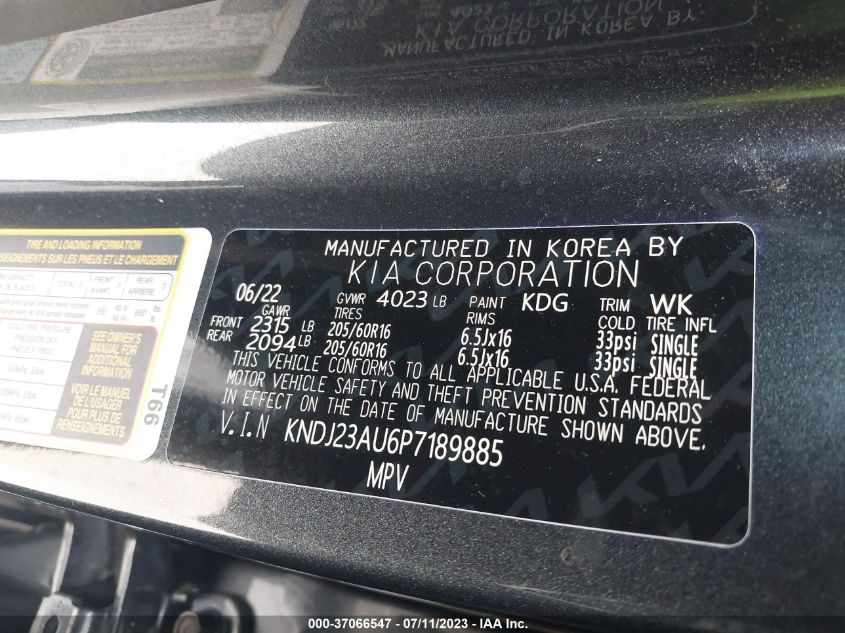 2023 KIA SOUL S - KNDJ23AU6P7189885