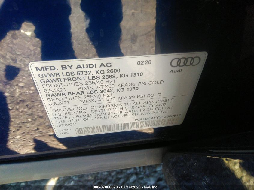 WA1B4AFY3L2069512 2020 AUDI SQ5, photo no. 9