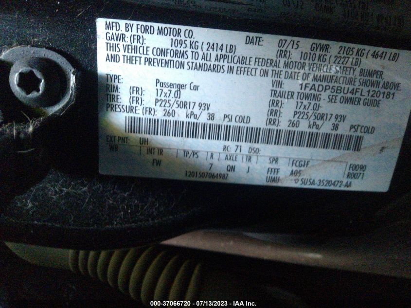 2015 FORD C-MAX HYBRID SEL - 1FADP5BU4FL120181