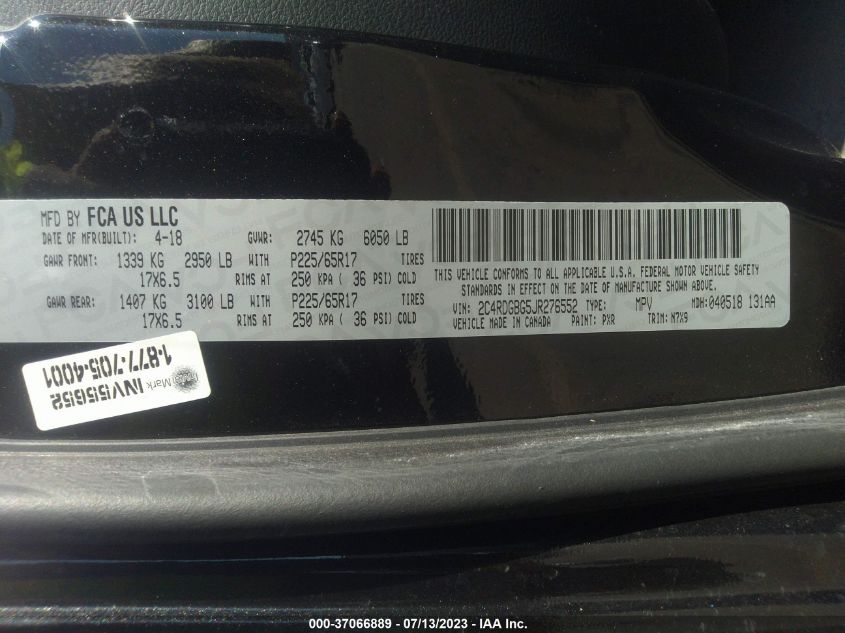 2018 DODGE GRAND CARAVAN SE PLUS - 2C4RDGBG5JR276552