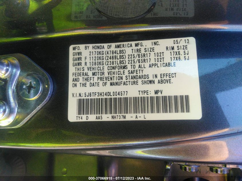 2013 HONDA CROSSTOUR EX - 5J6TF3H34DL004577