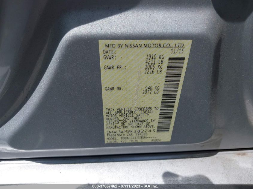 2015 NISSAN ALTIMA 2.5 S - 1N4AL3AP5FN382245