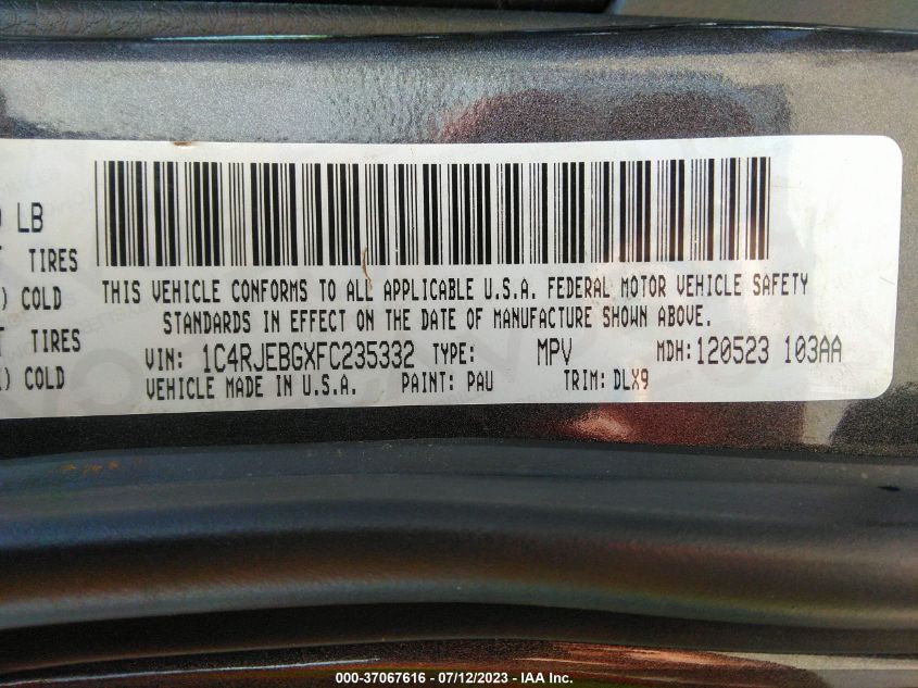 2015 JEEP GRAND CHEROKEE LIMITED - 1C4RJEBGXFC235332