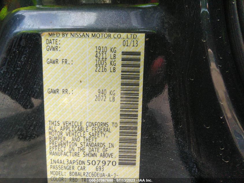 2013 NISSAN ALTIMA 2.5 S - 1N4AL3AP5DN507970