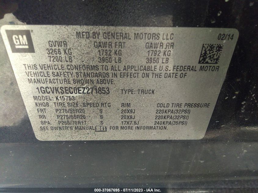 2014 CHEVROLET SILVERADO 1500 LTZ - 1GCVKSEC0EZ271853