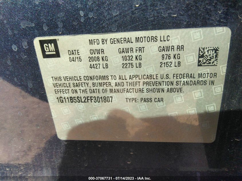 2015 CHEVROLET MALIBU LS - 1G11B5SL2FF301807