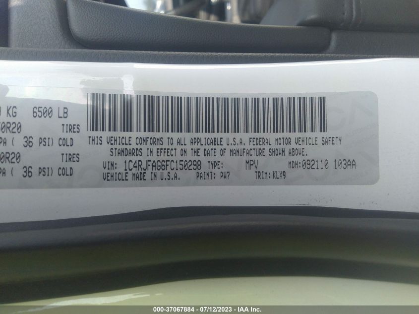 2015 JEEP GRAND CHEROKEE LAREDO - 1C4RJFAG6FC150298