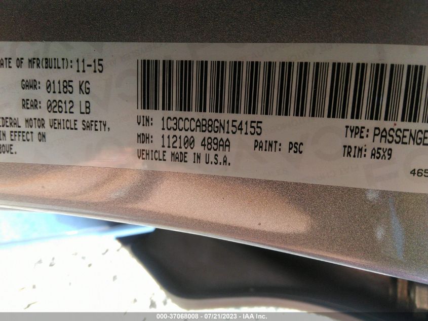 2016 CHRYSLER 200 LIMITED - 1C3CCCAB8GN154155