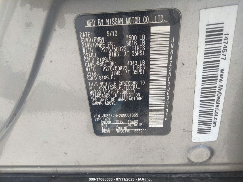 2013 INFINITI QX56 JN8AZ2NE2D9061365