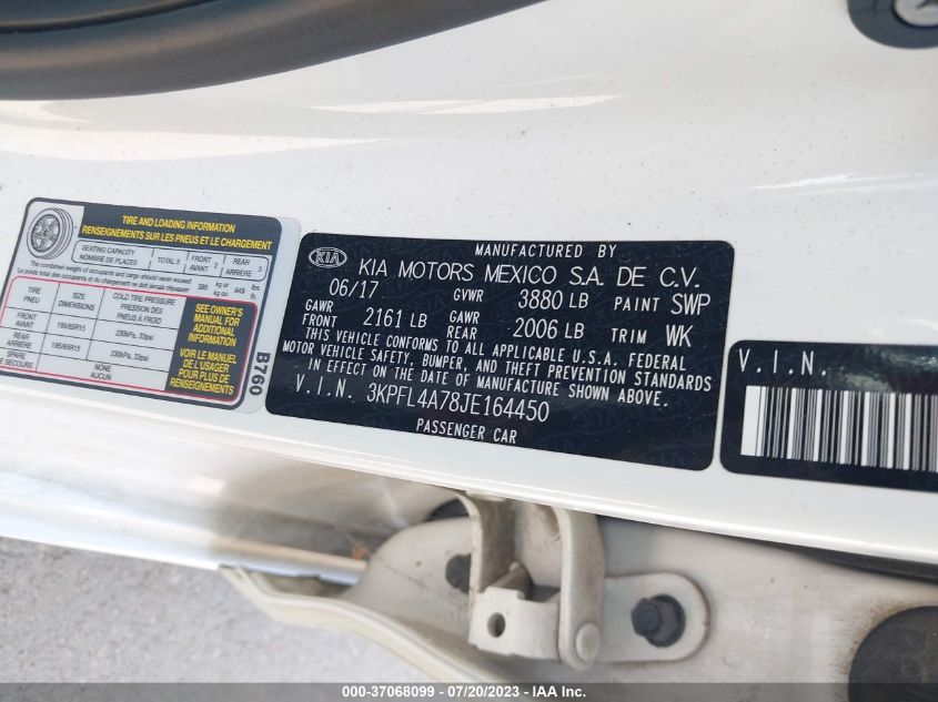 2018 KIA FORTE LX - 3KPFL4A78JE164450