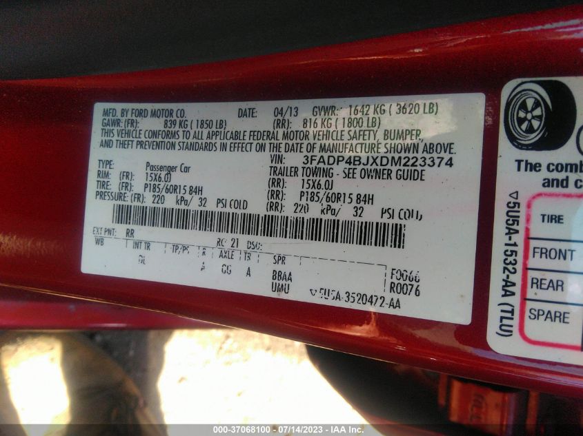 2013 FORD FIESTA SE - 3FADP4BJXDM223374