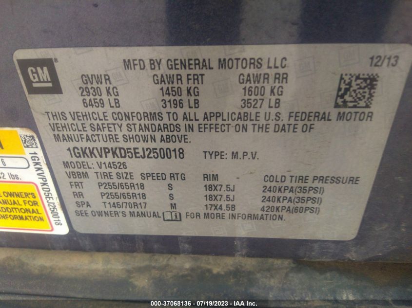 2014 GMC ACADIA SLE - 1GKKVPKD5EJ250018