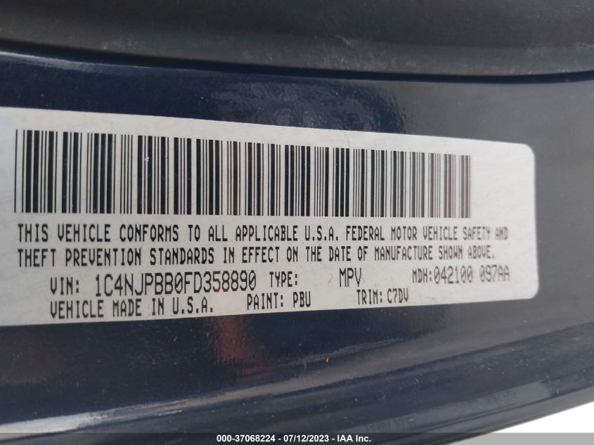2015 JEEP PATRIOT SPORT - 1C4NJPBB0FD358890
