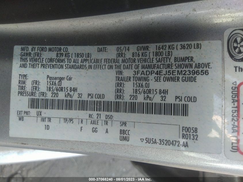 2014 FORD FIESTA SE - 3FADP4EJ5EM239656
