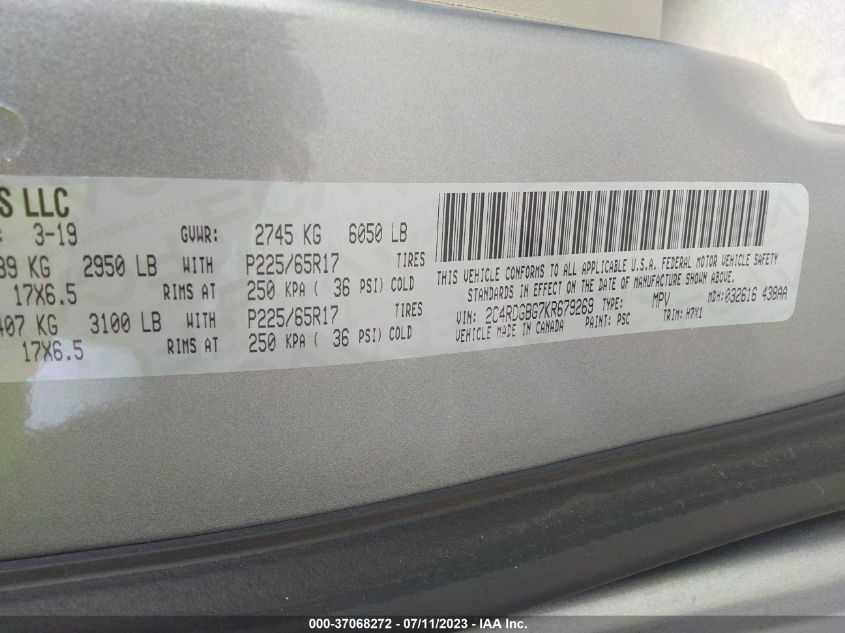 2019 DODGE GRAND CARAVAN SE - 2C4RDGBG7KR679269