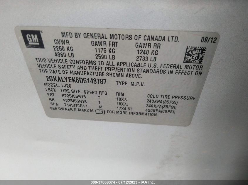 2013 GMC TERRAIN DENALI - 2GKALYEK6D6148787