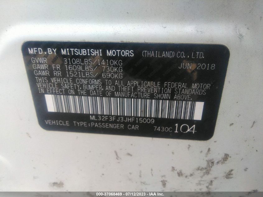 2018 MITSUBISHI MIRAGE G4 ES - ML32F3FJ3JHF15009
