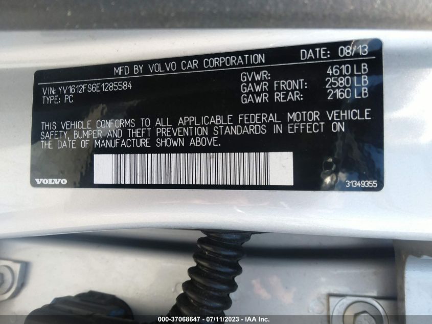2014 VOLVO S60 T5 - YV1612FS6E1285584