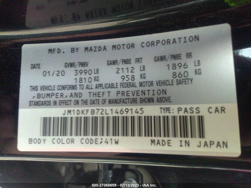 VIN JM1DKFB72L1469145 2020 MAZDA CX-3 SPORT