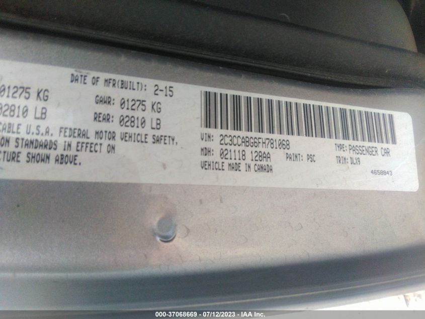 2015 CHRYSLER 300 300S - 2C3CCABG6FH781068