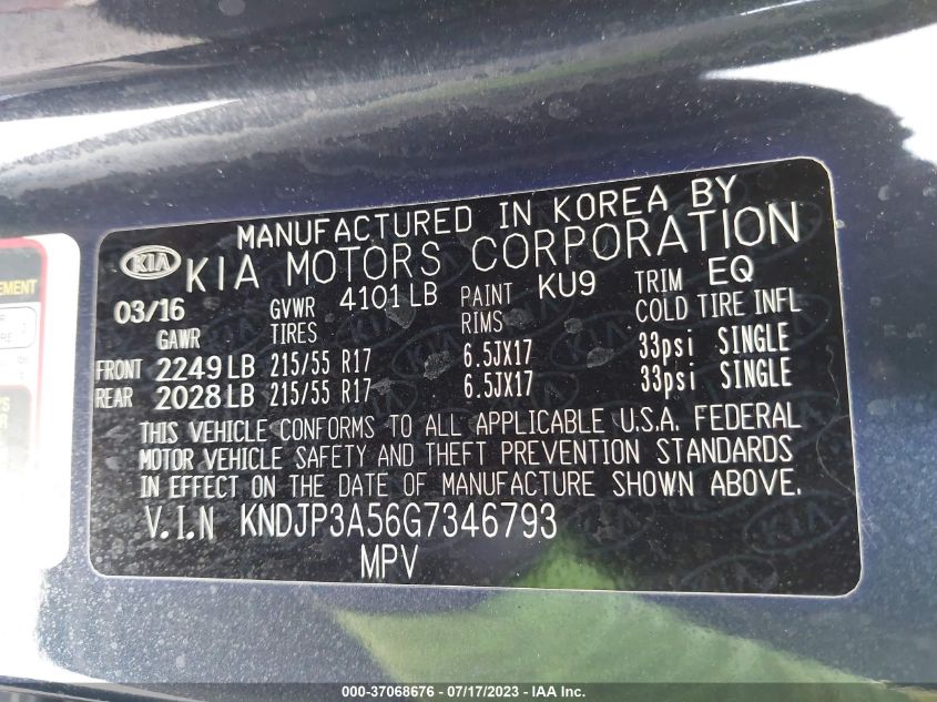 2016 KIA SOUL + - KNDJP3A56G7346793