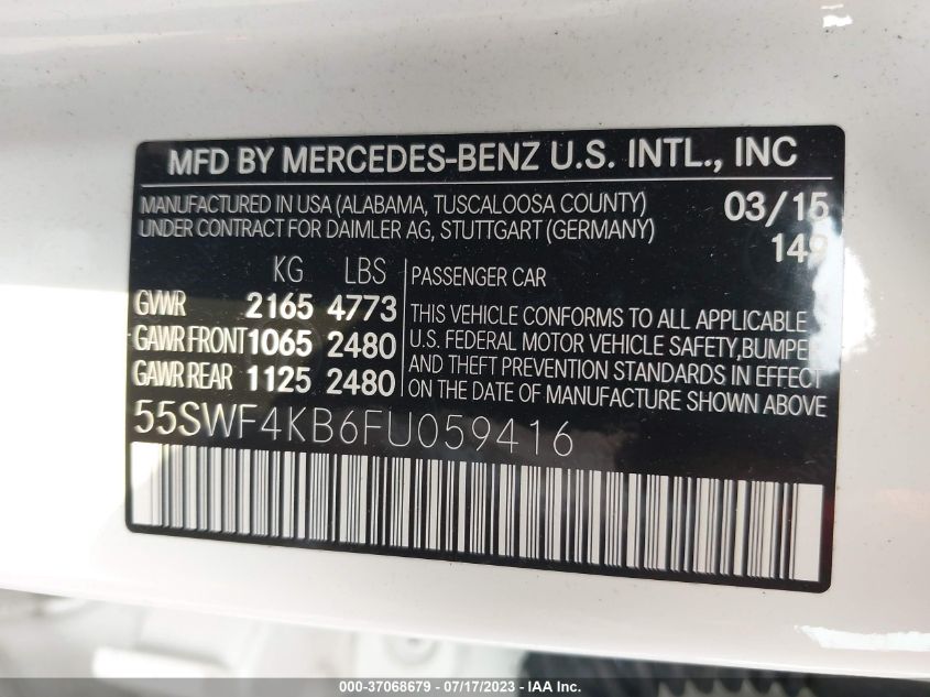 2015 MERCEDES-BENZ C-CLASS C 300 - 55SWF4KB6FU059416