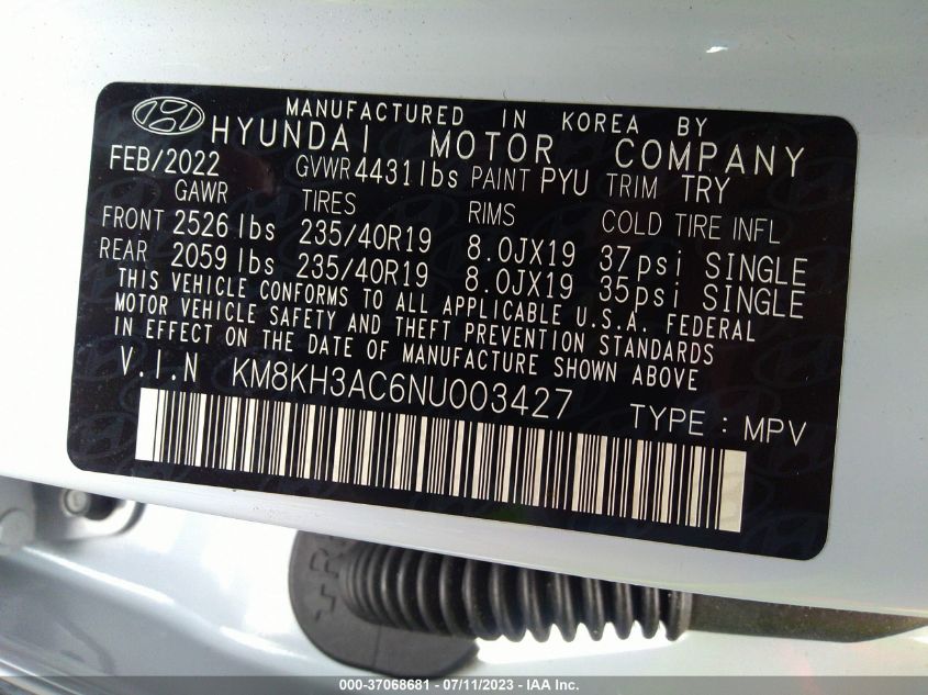 2022 HYUNDAI KONA N - KM8KH3AC6NU003427
