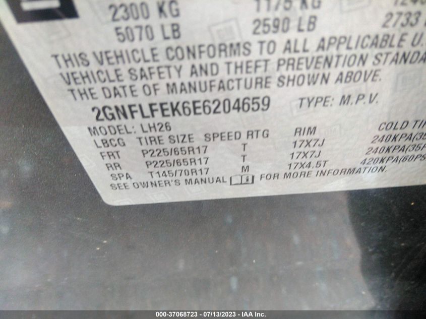 2014 CHEVROLET EQUINOX LT - 2GNFLFEK6E6204659
