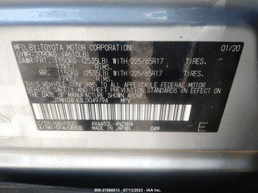 2020 TOYOTA RAV4 LE - JTMH1RFV3LD049794