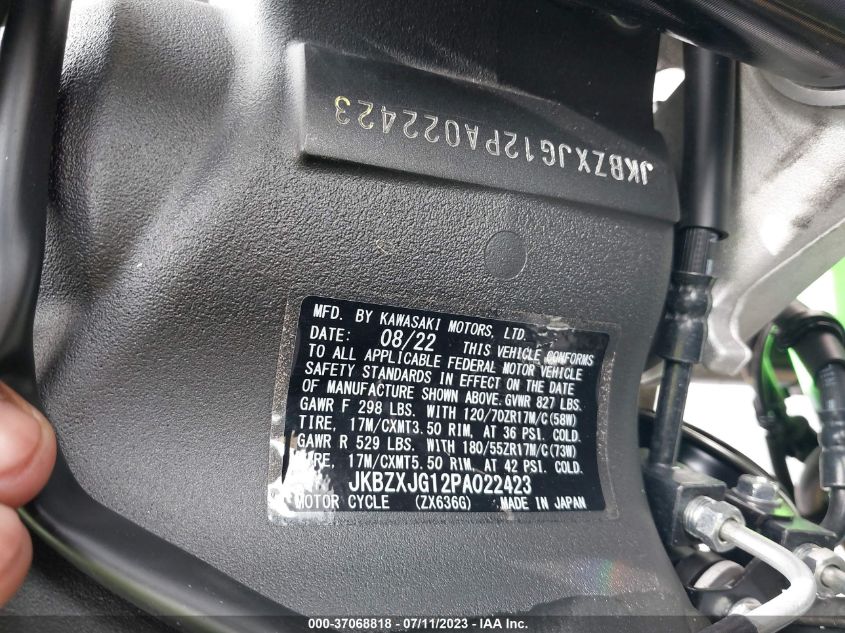 2023 KAWASAKI ZX636 K JKBZXJG12PA022423