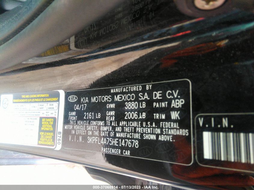 2017 KIA FORTE LX - 3KPFL4A75HE147678