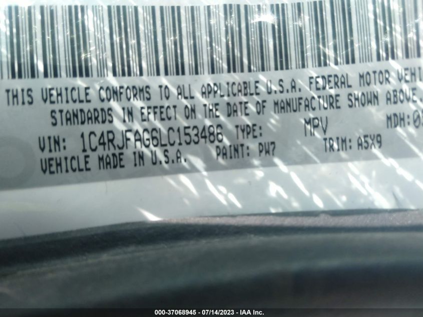 2020 JEEP GRAND CHEROKEE UPLAND - 1C4RJFAG6LC153486